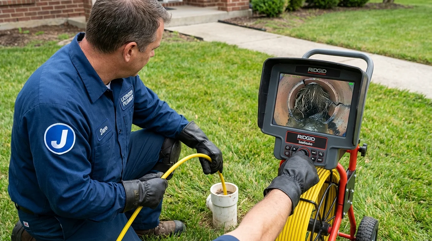 Sewer camera inspection being performed by Johns Plumbing LLC in Winters