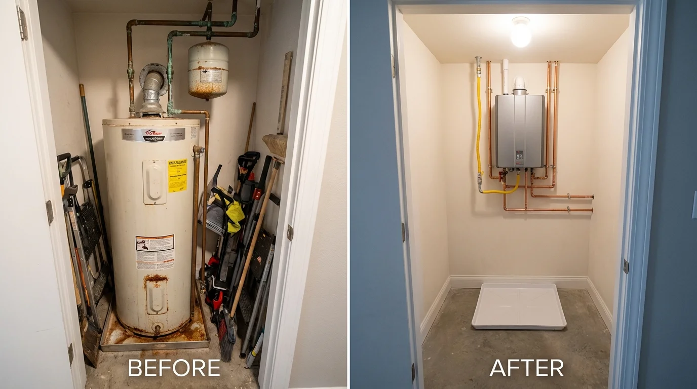 Tank water heater versus wall-mounted tankless unit comparison for Winters, TX homeowners